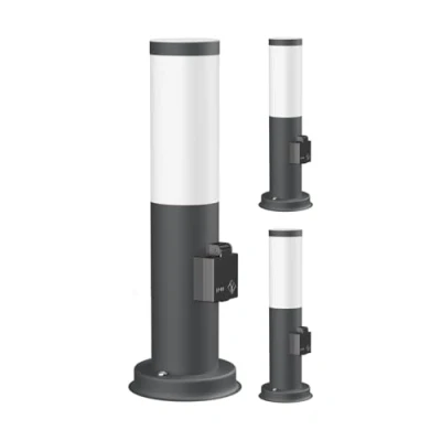 Imagen de ledscom.de 3 pzas. luz de camino/luz bolardo/luz jardín PORU para exteriores, IP44, 39 cm, antracita, 1x E27 máx. 40W, toma corriente
