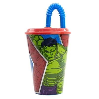Imagen de Stor Vaso Infantil Reutilizable con Tapa y Pajita de 430 ml Los Vengadores Marvel