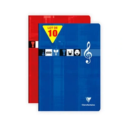 Imagen de Clairefontaine 3117C Cahier piqué Musique and Song A4 90g 24 feuilles Coloris Assortis Lot de 10