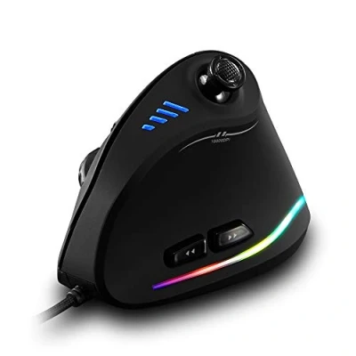 Imagen de Zelotes Ratón Vertical con Barra de Control,10000DPI Ordenador Ergonómico,11 Botones Programables Cable,Ratón Gaming Mouse para PC,Mac