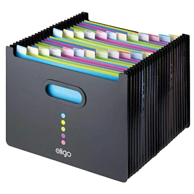 Imagen de Snopake Eligo 15860 Organizador de escritorio (tamaño A4, 26 compartimentos, horizontal, 1 unidad), color negro