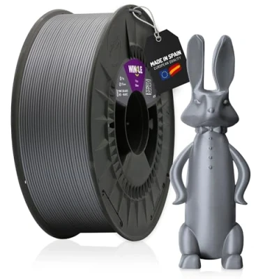 Imagen de WINKLE Filamento PETG Plata Impresora 3D 1,75mm 1kg Compatible con Mayoría Impresoras Precisión Dimensional Bobina