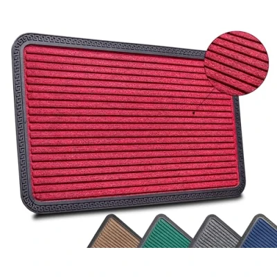 Imagen de Hanse Home Felpudo para Interior y Exterior Antideslizante Lavable Resistente a la Intemperie, Pasillo, terraza, Entrada 45 x 75 cm, Rojo