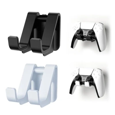 Imagen de Soporte Mando, Pared Cascos Auriculares para PS4, PS5, Xbox One, Switch Accesorios de Juego Blanco y Negro, 2 Piezas