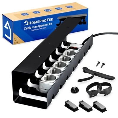 Imagen de HOMEPROTEK Organizador Cables Escritorio para Organiza x1 Bandeja Negro Esconder en tu Oficina o Casa Cable Organizer for Desk Management