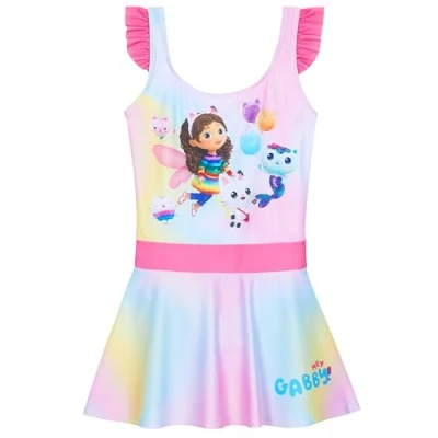 Imagen de Get Trend Gabby’s Dollhouse Bañador Niña Adolescente de Una Pieza Bañadores Natacion Bebe Traje Baño con Falda para Piscina y Playa (6 7 Años, Multi Dollhouse)