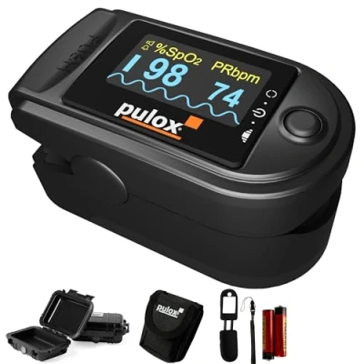Imagen de Pulox PO 200A Oxímetro de pulso con función alarma y tono pulso, incluye accesorios