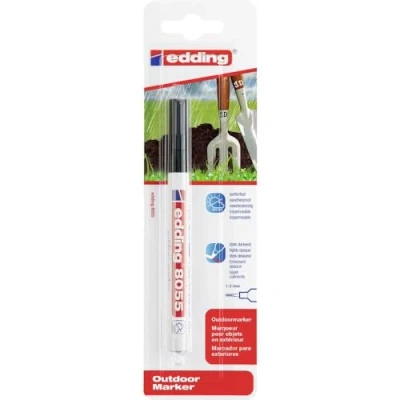Imagen de edding 8055 marcador permanente para exteriores negro 1 rotulador punta redonda 2 mm duradero, impermeable bolígrafo uso exterior marca permanentemente objetos, cubos de basura, juguetes