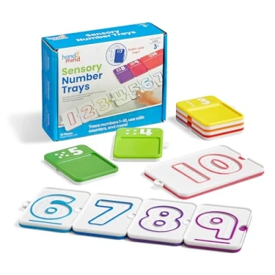 Imagen de Learning Resources Bandejas de números sensoriales, Juguetes educativos, 3+, Tablero para trazar con los Dedos y Aprender matemáticas, Trazo números, Contar del 1 al 10, recursos la Clase