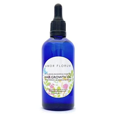 Imagen de 100% Natural. ACEITE Crecimiento del CABELLO RICINO, ARGÁN, MACADAMIA, COCO + ROMERO, TOMILLO, LAVANDA &amp; CEDRO 100 ml de AMOR FLORUM. Promueve el Cabello. Hidrata, Nutre, Protege.