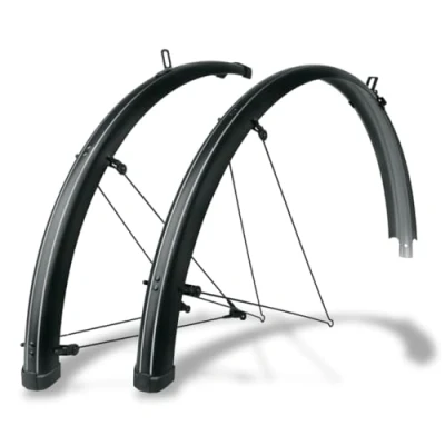 Imagen de SKS GERMANY BLUEMELS STRIPES 28″ 55 SET Juego de guardabarros, guardabarros (aspecto pinstripe, construcción sándwich, resistente y rígida, sistema seguridad ASR, puntales en V para un fácil
