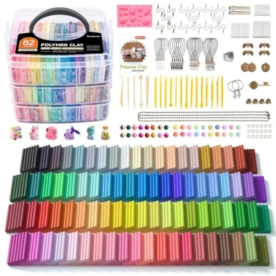 Imagen de Shuttle Art Arcilla Polimérica, 82 Colores de Polymer Clay con 19 Útiles y 16 Accesorios, Niños Antiadherente No Tóxica, Kit para Modelar Ideal Bricolaje Adultos