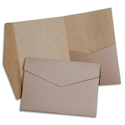 Imagen de Hochzeit DIY Lote de 50 tarjetas papel kraft para boda (con sobres)