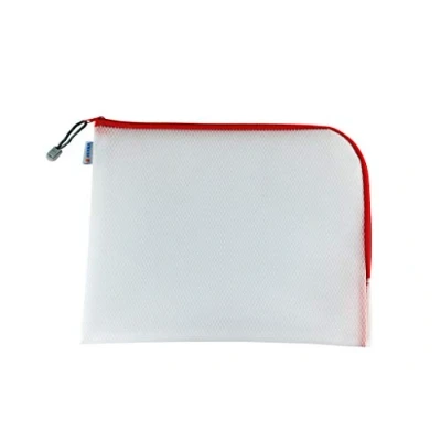 Imagen de HERMA 20014 bolsa de documentos con cremallera A4, transparente (36 x 28 cm) bolsillo grande que se puede cerrar para computadora portátil, tableta, libros, papeles, juguetes, archivo en rojo