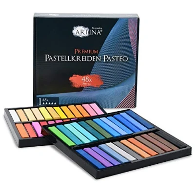 Imagen de Artina Tiza Pastel 48 Piezas Pasteo Set de Colores con Caja Suave Calidad Estudio Pinturas Coloridas y Expresivas Ideal para Principiantes, Profesionales Artistas