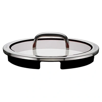 Imagen de WMF 764206380 Function 4 Tapa de cristal (20 cm, con funciones vertido, cristal, silicona, acero inoxidable pulido Cromargan, apta para lavavajillas), color negro