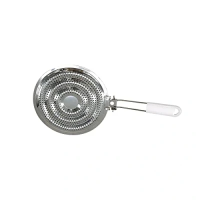 Imagen de Fackelmann 682074 Difusor de calor placa cocina, accesorio para gas, blanco, acero inoxidable, 20,5 cm