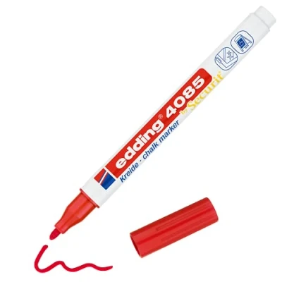 Imagen de edding 4085 marcador de tiza rojo 10 rotuladores punta redonda 1 2 mm para cristal borrables pizarras, vidrio y espejos líquida cobertura opaca