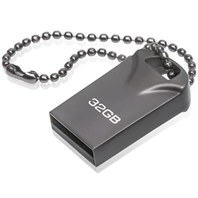 Imagen de Memorias USB 32GB, Mini Pen Drive 32GB Stick Metal Impermeable Flash 32 GB con Llavero Colgante para Almacenamiento de Datos Externo