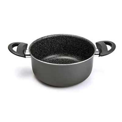 Imagen de Alluflon Tradizione Italia Cazuela con Asas, Superficie de Piedra, Revestimiento Antiadherente y Antirayaduras, Apta para el Lavavajillas, 22 cm