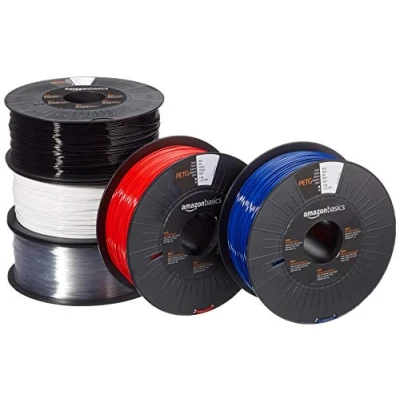 Imagen de Amazon Basics Filamento para impresora 3D, tereftalato de polietileno (PETG), 1.75 mm, 5 unidad cintas 1 kg cada una, colores diferentes