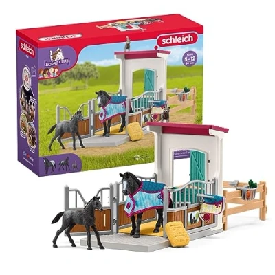 Imagen de schleich HORSE CLUB 42611 — Set de Box para Caballos , 21 Piezas Incluye Yegua y Potro Extensión Establo Animales Juguete Coleccionables Juguetes Niños 5 Años o Más
