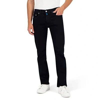 Imagen de Pierre Cardin 5 Pocket Lyon Tapered Jeans, Azul y Negro, 32W x 32L para Hombre