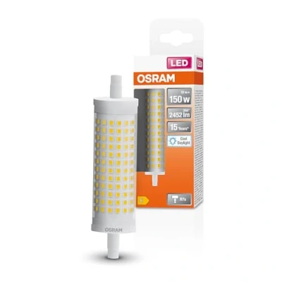 Imagen de Lámpara LED OSRAM Line con casquillo retrofit R7s, 19 W / 2452 lm, luz blanca fría y clara 6500 K, no regulable. IP20, vidrio sin plomo, 28 mm de diámetro, EEK E.