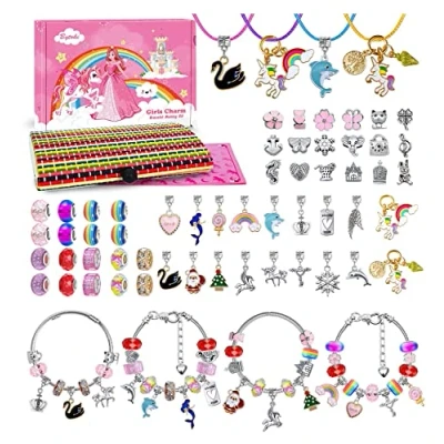 Imagen de BYTOKI Regalo Niña 4 5 6 7 8 9 10 Años, Kit para hacer Pulseras Juegos crear Joyas Juguetes 11 Años Abalorios
