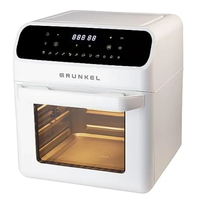 Imagen de Grunkel Freidora aire 12L y 1500W Air FRYER WHITE OVEN 12 programas. Panel control digital a color Multifunción ventanal visualización retroiluminada. Temporizador 60 minutos (Blanco)