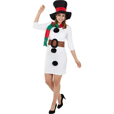 Imagen de Funidelia Disfraz de muñeco nieve para mujer Navidad, Snowman, Belén Navidad adultos y divertidos accesorios Fiestas, Carnaval Halloween Talla S Blanco