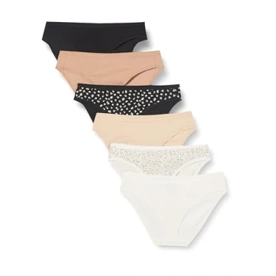 Imagen de Amazon Essentials Braguita de Bikini algodón (Disponible en Tallas Grandes) Mujer, Pack 6, Floral/Multicolor, 38