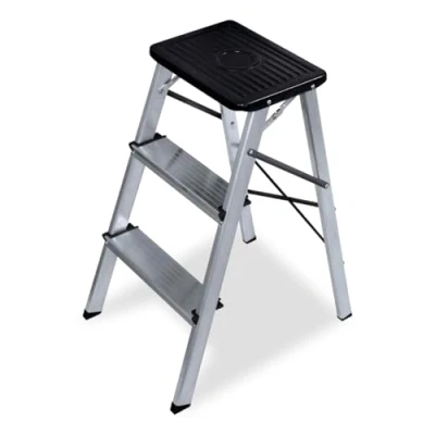 Imagen de Amig Escalera Plegable Pequeña de 3 Peldaños Taburete con Escalones Antideslizantes Peso Máximo 150 kg Aluminio Fácil Almacenar