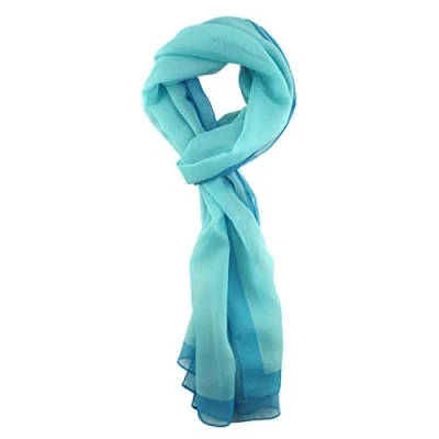 Imagen de TigerTie Pañuelo de gasa para mujer en monocolor, tamaño 160 cm x 36 cm, fabricado Italia, turquesa oscuro, Tuchgröße