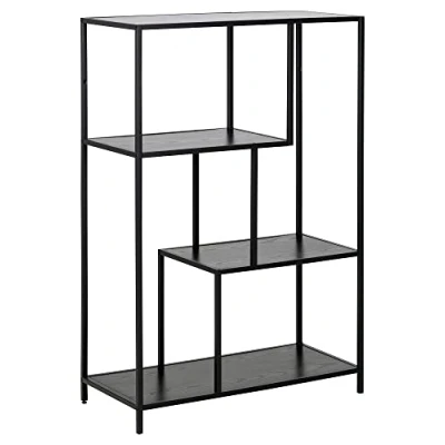 Imagen de AC Design Furniture Jörn Estantería asimétrica con 3 estantes, 114 x 77 35 cm, Color Negro Fresno y Negro, Madera Metal, 1 Unidad.