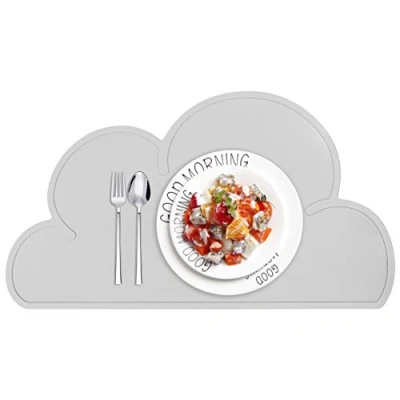 Imagen de HONGXIN SHOP Salvamantel Silicona Mantel Mat Antideslizante Nube Forma Individual Estera de Tabla Lavable Plato para Bebé y Niño, Gris
