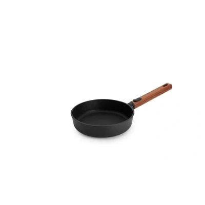 Imagen de Woll Eco Logic QXR Sartén plana de hierro fundido (inductiva, diámetro 20 cm, 5 cm alto, con mango madera sostenible extraíble, apta para todo tipo cocinas, sin PFAS, revestimiento