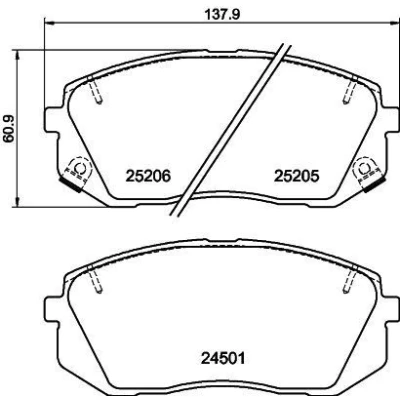 Imagen de HELLA 8DB 355 025 981 Juego de pastillas freno con avisador acústico desgaste accesorios KIA: Sportage IV, Ceed III Hatchback, Proceed