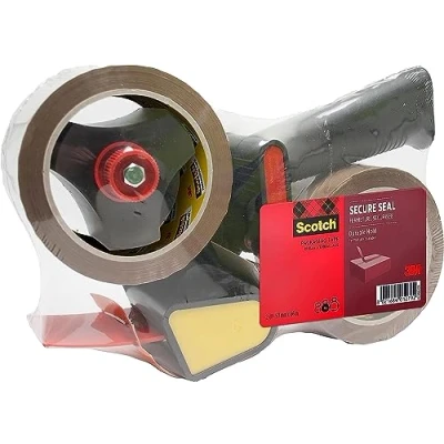 Imagen de Scotch Cinta de Embalaje Alta Resistencia Marrón 2 Rollos 50 mm x 66 m + 1 Dispensador con Mango Adhesiva Calidad para Cerrar Cajas, Cartones y Paquetes
