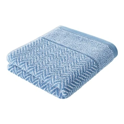 Imagen de herzbach home toalla de ducha 100% algodón estampado (azul/blanco, 70 x 140 cm)