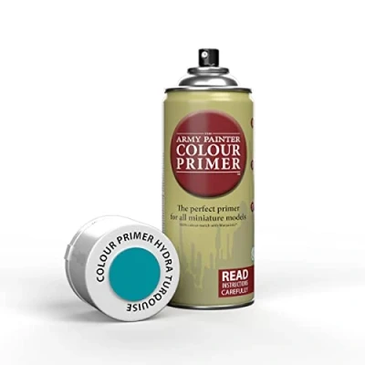 Imagen de The Army Painter Colour Primer Hydra Turquoise, 400 ml imprimación en aerosol acrílico, pintura para miniatura, juegos de rol mesa, mesa y modelado