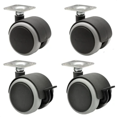 Imagen de WAGNER ruedas para muebles/juego de 4 piezas dobles SOFT diámetro Ø 50 mm, banda rodadura blanda, placa atornillada 42 x cm, 2 con freno, carga kg/rueda 02172888