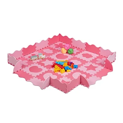 Imagen de Relaxdays Alfombra Puzle Bebé, 52 Piezas, Goma EVA, Sin Sustancias Nocivas, 1,4 m², Suelo Juego, Niños, Rosado y Fucsia, Set de 16
