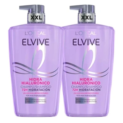 Imagen de L&#039;Oréal Paris Elvive Hidra Hialurónico Pack 2 Champú 72 horas de Hidratación, 1 L