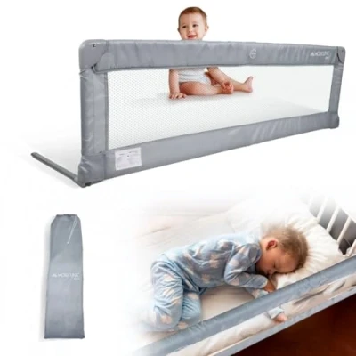 Imagen de Mobiclinic® Kids, Barrera Seguridad niños Cama, Plegable y Portátil, 150 cm, Bolsa De Transporte, 18 Meses a 5 Años, Correas Ajustables, Fijación Segura, Barandilla Cama Viaje