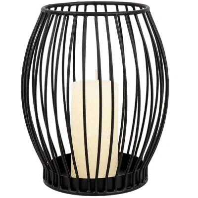 Imagen de Portavelas Gadgy Negro Gran para Velas Decoración de salón Metal Farol 16,7 x 18 cm