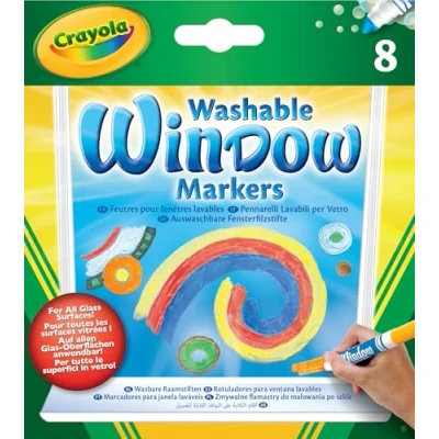 Imagen de CRAYOLA Juego de Rotuladores para Ventanas Lavables, 8 Colores Diferentes, Decorar Superficies Espejadas, a Partir 3 Años, 58 8165