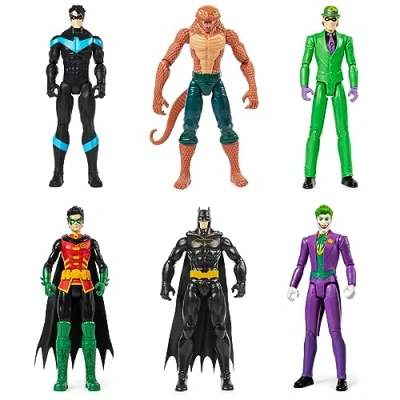Imagen de DC Comics Juego de 6 Figuras acción Batman 30 cm, Incluyendo Robin Nightwing The Joker Riddler y Copperhead