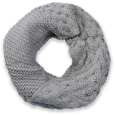 Imagen de styleBREAKER fular de tubo punto inglés con motivo mezclado, fino monocolor, chal invierno, unisex 01018153, color:Gris claro