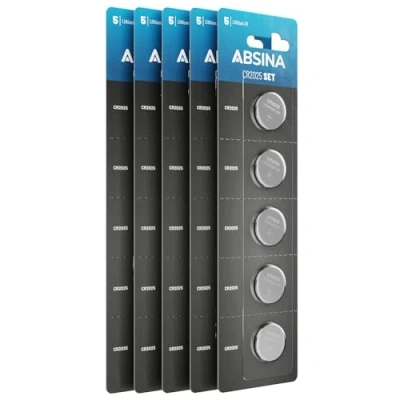 Imagen de ABSINA 25x CR2025 3V Lithium Battery Pila 2025 a Prueba de Fugas y Duradera 3V, CR Boton, Boton CR2025, Pilas Battery, bateria Litio